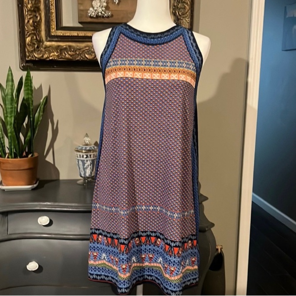 NWT Max Studio A Line Multicolor Geometric Sleeveless Print Dress Size Small